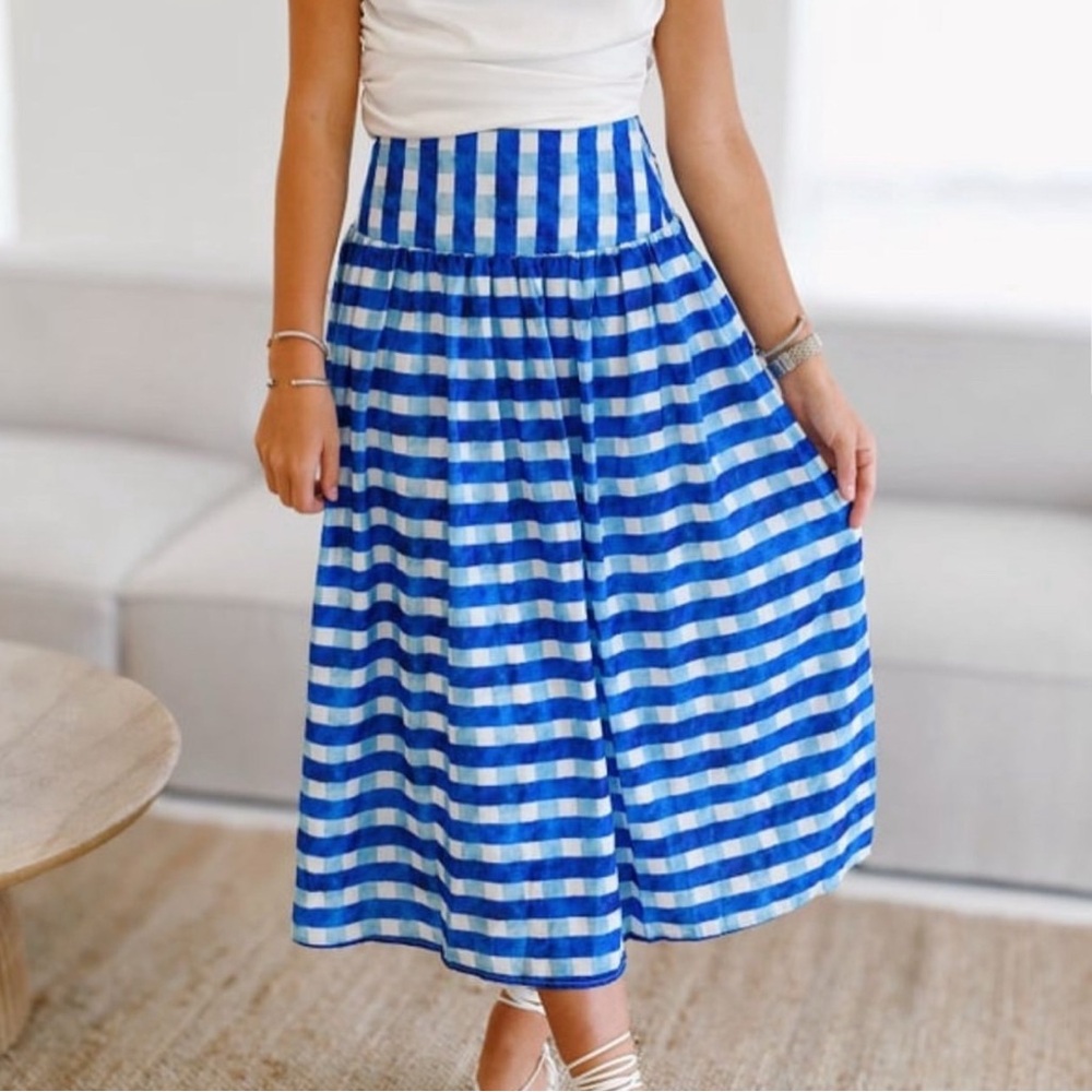 FANCY D BOUTIQUE GINGHAM MAXI SKIRT💙